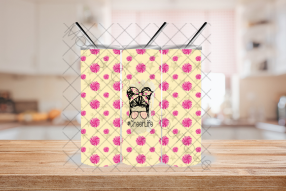 Cheerful Design Assets: The Messy Bun Girl Tumbler Trend