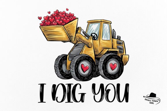 Creative Design with the I Dig You Baby Boy Valentine Tractor PNG