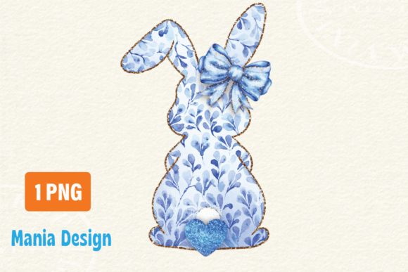 Easter Blue Bunny PNG: A Floral Design Asset for Spring Projects