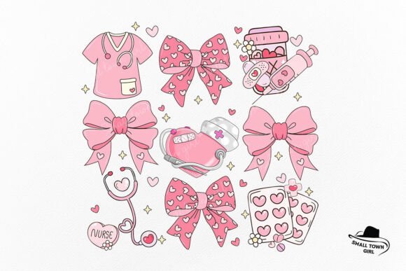 Pink Valentine Nurse Bow Coquette PNG: Creative Design Applications