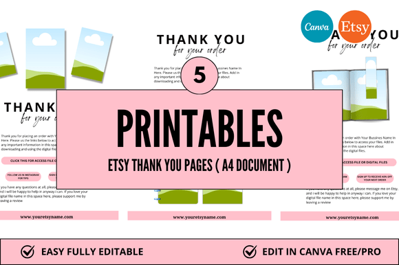 Printables Etsy Thank You Canva Mockup: Design Templates