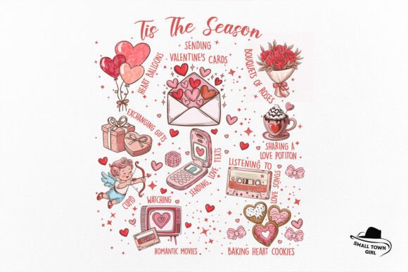 Tis the Season Love Retro Valentine PNG: Vintage Charm for Modern Design
